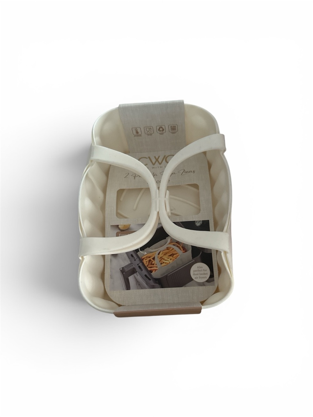 Double Compartment Plastic Fry Basket in White